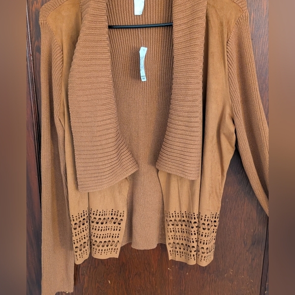 New With Tags Christopher & Banks Brown Open Front Cardigan Size Large - Picture 5 of 7
